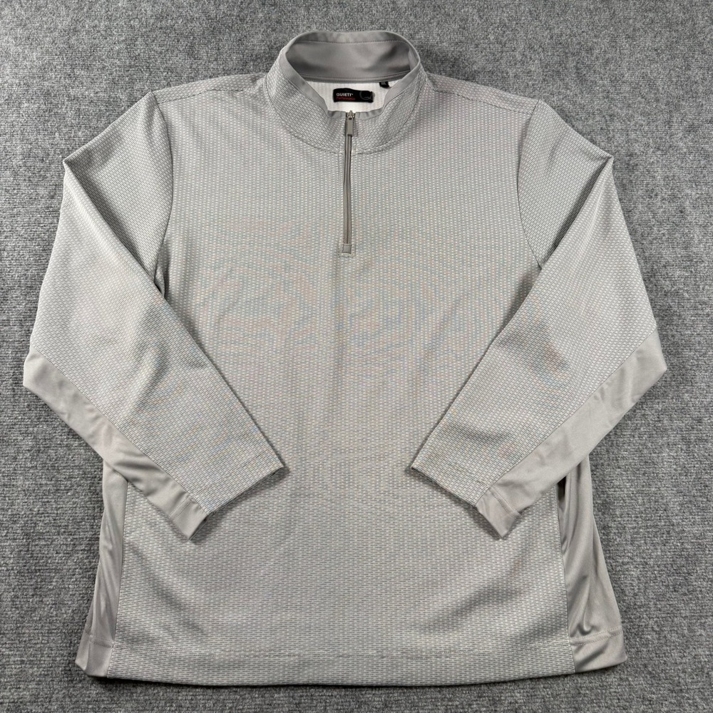Quieti Performance Pullover Mens XXL Gray 1/4 Zip Textured Golf Activewear L/S